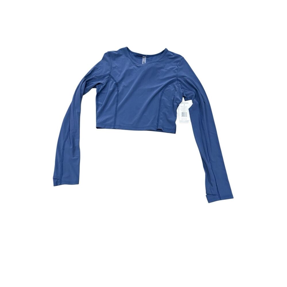 Beyond Yoga long sleeve crop top sz medium New Blue w/thumb holes - Picture 4 of 12